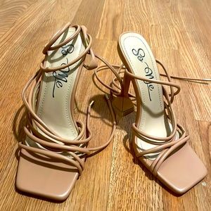 Nude strappy heels